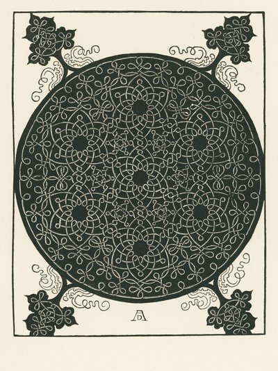 Nœud avec un petit cercle noir au centre qui est répété six fois - Albrecht Dürer or Duerer