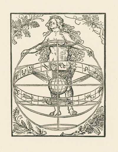 Femme nue avec le zodiaque, vers 1502-03 (gravure sur bois) - Albrecht Dürer or Duerer