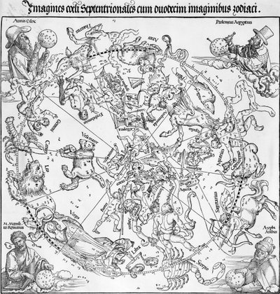 Paire de cartes des hémisphères célestes nord et sud - Albrecht Dürer or Duerer