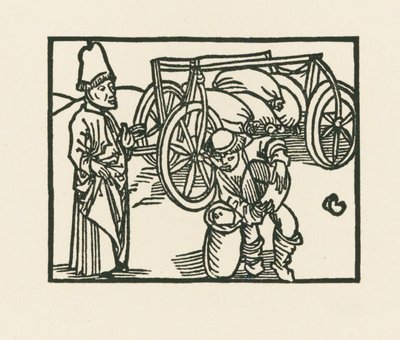 Le prêtre a un sac sur un chariot et on y met de l