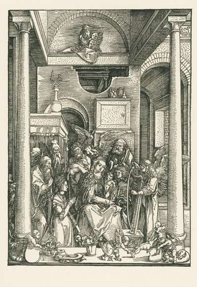 La Vierge adorée par les anges et les saints, vers 1502 (gravure sur bois) - Albrecht Dürer or Duerer
