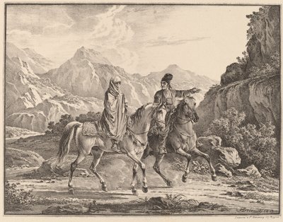 Homme et femme voilée à cheval - Aleksandr Osipovich Orlovskii