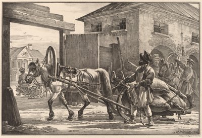 Traîneau chargé de farine conduit par un isvoschik - Aleksandr Osipovich Orlovskii