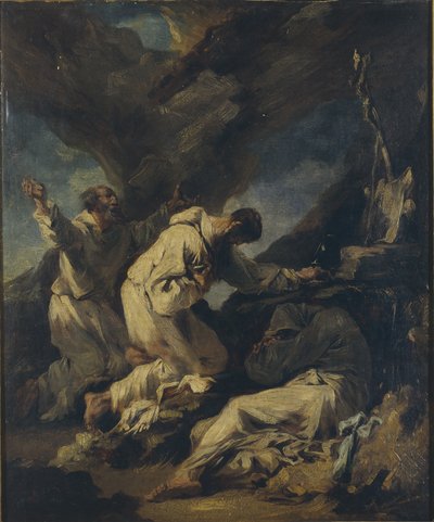 Moines camaldules en prière extatique - Alessandro (studio of) Magnasco