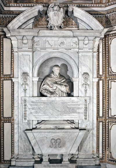 Monument funéraire en hommage au cardinal Giovanni Garcia Mellini avec portrait en buste Sculpture en marbre par Alessandro Algardi (1598-1654) vers 1630 Rome Basilique de Santa Maria del Popolo, Cappella Mellini - Alessandro Algardi