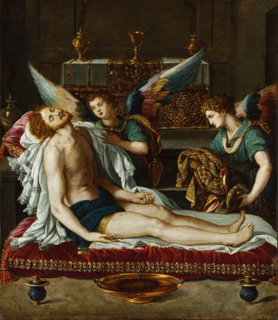 Le Corps du Christ oint par deux anges - Alessandro Allori