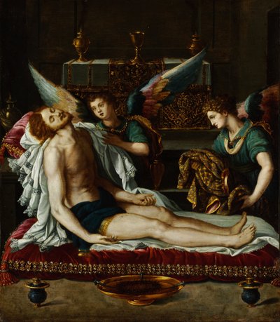 Le corps du Christ oint par deux anges - Alessandro Allori