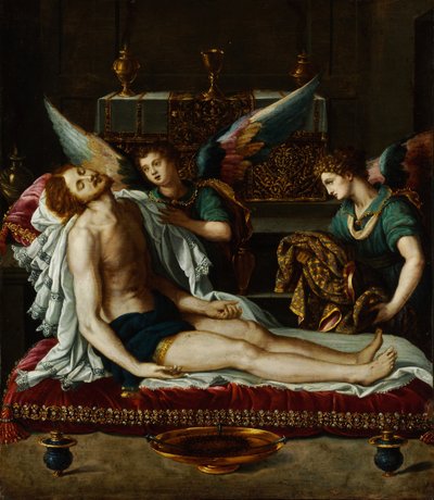 Le corps du Christ oint par deux anges - Alessandro Allori