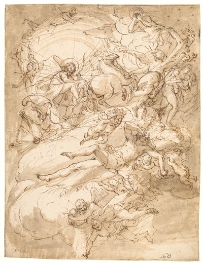 Apollon dans son char, dessin pour une peinture de plafond - Alessandro Gherardini
