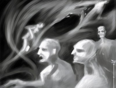Créatures fantastiques : un groupe de spectres Dessin par Alessandro Lonati - Alessandro Lonati