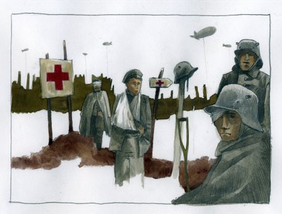 Première Guerre mondiale : Gueules cassées et blessés de guerre au poste de secours de la Croix-Rouge - 1914-1918 - Alessandro Lonati