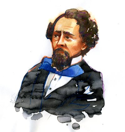Portrait de Charles Dickens (1812-1870) Écrivain anglais - Alessandro Lonati