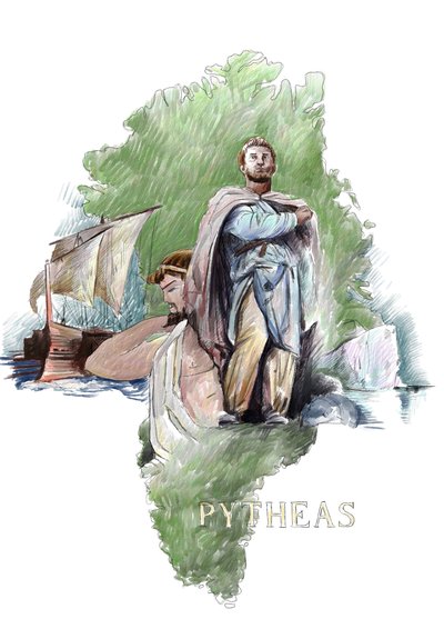 Représentation de Pythéas explorateur grec de Massalia, IVe siècle av. J.-C. - Illustration par Alessandro Lonati - Alessandro Lonati