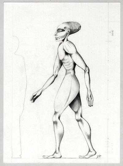 Illustration de science-fiction : un extraterrestre de la planète Mars à la conquête de l