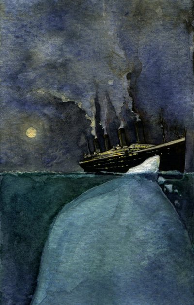 Vue du paquebot transatlantique Titanic au moment du naufrage les 14 et 15 avril 1912, causé par la collision avec un iceberg. 2011 - Alessandro Lonati