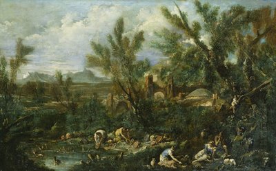 Paysage avec laveuses de vaisselle - Alessandro Magnasco
