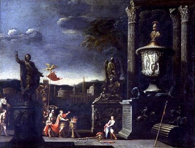 Vue avec une scène de sacrifice - Alessandro Salucci