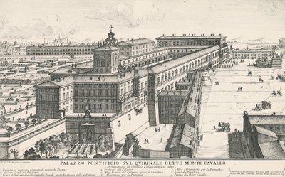 Palais du Pape sur la colline du Quirinal, également connu sous le nom de Monte Cavallo, dessin et gravure par Alessandro Specchi (1668-1729), Italie - Alessandro Specchi