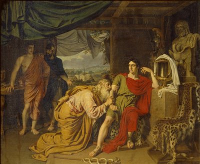 Priam supplie en larmes Achille, implorant le corps d