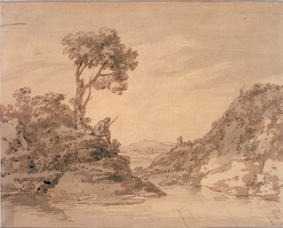 Paysage avec figure sur la rive d
