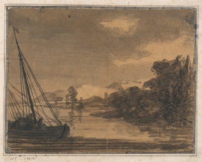 Rivière et bateau - Alexander Cozens