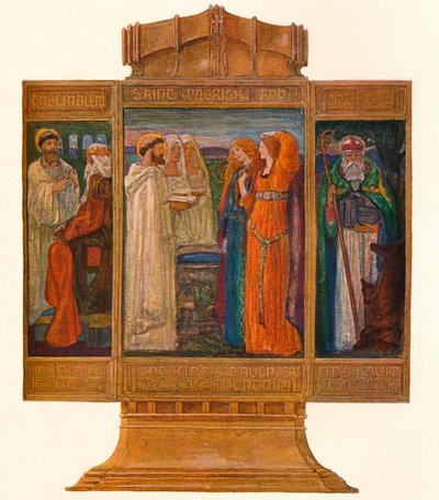 Triptyque en émaux peints: Scènes de la vie de Saint Patrick, 1903 - Alexander Fisher