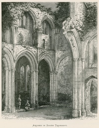 Abbaye de Netley, Arches dans le transept sud (gravure) - Alexander Francis Lydon