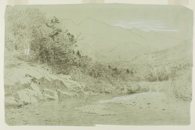 Rivière avec montagnes au loin - Alexander Helwig Wyant