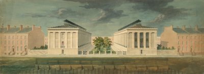 Projet non exécuté pour le développement de la terrasse Cross-Block, perspective, vers 1831 - Alexander Jackson Davis