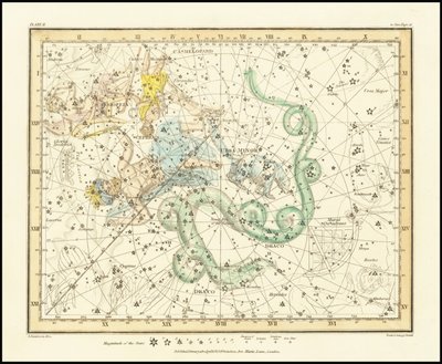 1822 - Alexander Jamieson - Ursa Minor - Petite Ourse montrant aussi Cassiopée, Draco et Céphée - Alexander Jamieson
