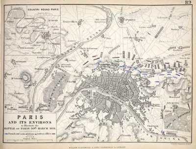 Carte de Paris et de ses environs, publiée par William Blackwood and Sons, Édimbourg & Londres - Alexander Keith Johnston