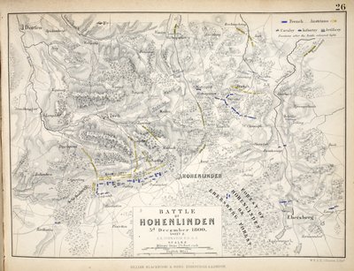 Carte de la bataille de Hohenlinden, publiée par William Blackwood and Sons, Édimbourg et Londres, 1848 - Alexander Keith Johnston