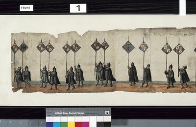 (détail) de La procession funéraire de Huntly, dit avoir été utilisé pour les obsèques de George 1er, marquis de Huntly - Alexander Kincaid
