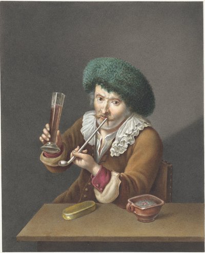Homme assis avec un verre et une pipe - Alexander Liernur