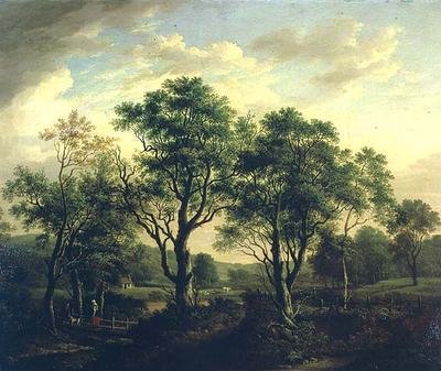 Paysage fluvial boisé avec personnages et bétail - Alexander Nasmyth