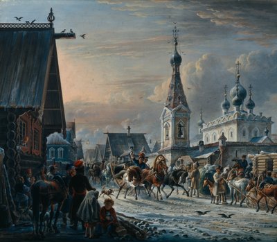 Rue avec des diligences, 1829 - Alexander Osipovich Orlowski