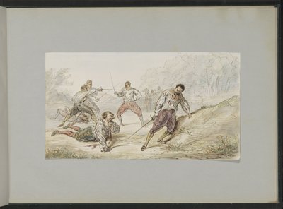 Paysage avec hommes en duel - Alexander Ver Huell