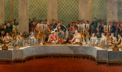 Le banquet pour le mariage de Napoléon Bonaparte (1769-1821) et Marie-Louise de Habsbourg-Lorraine (1791-1847) 1810 - Détail de : Fête du mariage de Napoléon Ier et Marie-Louise donnée dans le théâtre du Palais des Tuileries, 2 avril - Alexandre Dufay