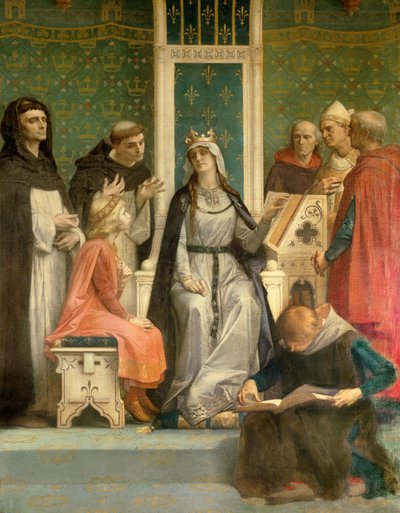 La reine Blanche de Castille donne une leçon au futur roi Louis IX (Saint Louis) (1214-1270) enfant - Alexandre Cabanel