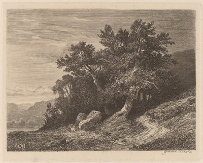 Arbres anciens sur une colline - Alexandre Calame