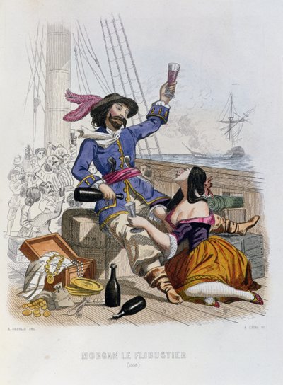 Morgan le Boucanier en 1668, de Histoire des Pirates par P. Christian, gravé par A. Catel, 1852 - Alexandre Debelle