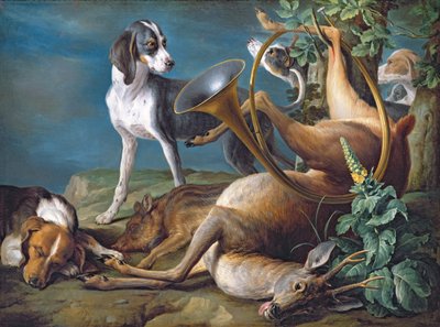 Nature morte de gibier mort avec des chiens, 1730 - Alexandre Francois Desportes