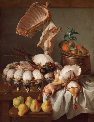 Nature morte avec gibier habillé, viande et fruits - Alexandre Francois Desportes