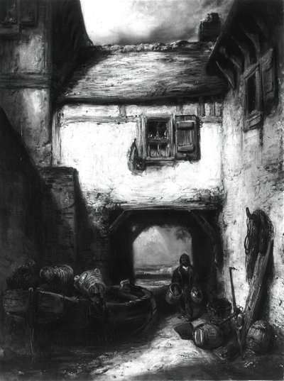 Cour intérieure, vers 1855 - Alexandre Gabriel Decamps