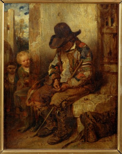 Mendiant comptant sa recette - A beggar counting his take ... - Alexandre Gabriel Decamps