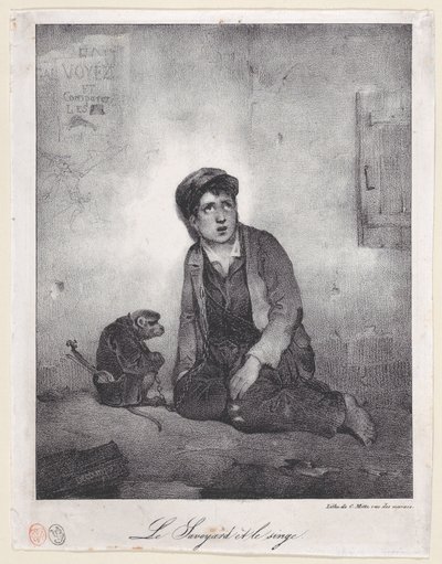 Le Garçon de Savoie et son singe - Alexandre Gabriel Decamps