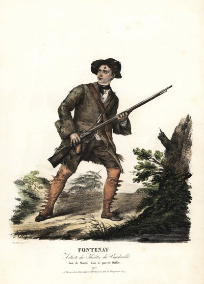 Jean-Baptiste Fontenay et Martin dans Le Pauvre Diable de Balisson et Dumersan, Théâtre du Vaudeville. Lithographie coloriée à la main par F. Noel d
