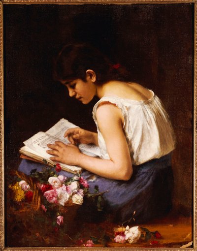 Une fille lisant - Alexei Alexevich Harlamoff