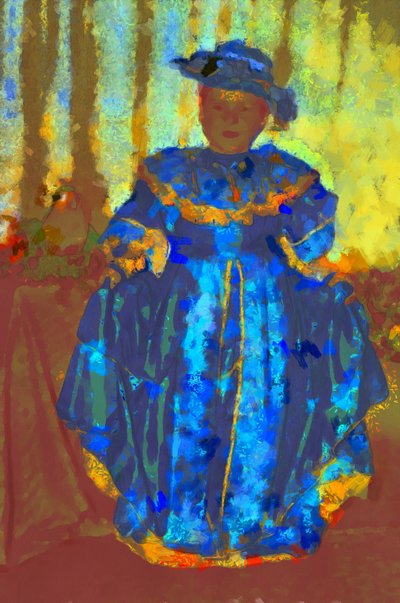 Fille à la robe et au chapeau bleus, 2020,(mixed media) - Alexei Makhov