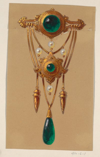 Conception pour une broche en or et cabochon - Alexis Falize